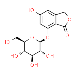 ChemSpider 2D Image | 6-Hydroxy-3-oxo-1,3-dihydro-2-benzofuran-4-yl beta-D-glucopyranoside | C14H16O9