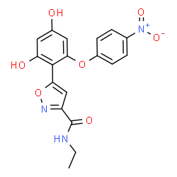 ChemSpider 2D Image | 5-[2,4-Dihydroxy-6-(4-nitrophenoxy)phenyl]-N-ethyl-1,2-oxazole-3-carboxamide | C18H15N3O7