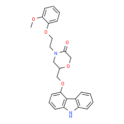 ChemSpider 2D Image | 6-[(9H-Carbazol-4-yloxy)methyl]-4-[2-(2-methoxyphenoxy)ethyl]-3-morpholinone | C26H26N2O5