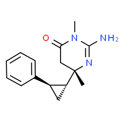 ChemSpider 2D Image | (6S)-2-Amino-3,6-dimethyl-6-[(1R,2R)-2-phenylcyclopropyl]-5,6-dihydro-4(3H)-pyrimidinone | C15H19N3O