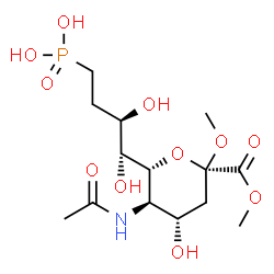 ChemSpider 2D Image | Dimethyl (6R)-5-acetamido-3,5-dideoxy-6-[(1R,2R)-1,2-dihydroxy-4-phosphonobutyl]-alpha-L-threo-hex-2-ulopyranosidonate | C14H26NO11P