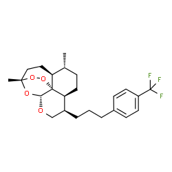 ChemSpider 2D Image | (1S,4S,5R,8S,9R,12R,13R)-1,5-Dimethyl-9-{3-[4-(trifluoromethyl)phenyl]propyl}-11,14,15,16-tetraoxatetracyclo[10.3.1.0~4,13~.0~8,13~]hexadecane | C24H31F3O4