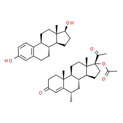 ChemSpider 2D Image | (6alpha)-6-Methyl-3,20-dioxopregn-4-en-17-yl acetate - (17beta)-estra-1,3,5(10)-triene-3,17-diol (1:1) | C42H58O6