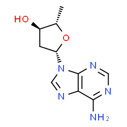ChemSpider 2D Image | (2S,3R,5S)-5-(6-aminopurin-9-yl)-2-methyl-3-oxolanol | C10H13N5O2