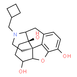 ChemSpider 2D Image | (14alpha)-17-(Cyclobutylmethyl)-4,5-epoxymorphinan-3,6,14-triol | C21H27NO4