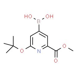 ChemSpider 2D Image | {2-(Methoxycarbonyl)-6-[(2-methyl-2-propanyl)oxy]-4-pyridinyl}boronic acid | C11H16BNO5