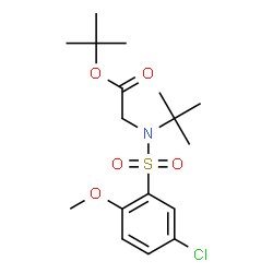 ChemSpider 2D Image | 2-Methyl-2-propanyl N-[(5-chloro-2-methoxyphenyl)sulfonyl]-N-(2-methyl-2-propanyl)glycinate | C17H26ClNO5S