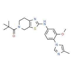 ChemSpider 2D Image | 1-(2-((3-Methoxy-4-(4-methyl-1H-imidazol-1-yl)phenyl)amino)-6,7-dihydrothiazolo[5,4-c]pyridin-5(4H)-yl)-2,2-dimethylpropan-1-one | C22H27N5O2S