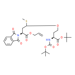 ChemSpider 2D Image | Allyl (2S)-2-(1,3-dioxo-1,3-dihydro-2H-isoindol-2-yl)-4-[(3S)-4-[(2-methyl-2-propanyl)oxy]-3-({[(2-methyl-2-propanyl)oxy]carbonyl}amino)-4-oxobutoxy]-4-(methylsulfanyl)butanoate | C29H40N2O9S