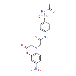 ChemSpider 2D Image | N-[4-(Acetylsulfamoyl)phenyl]-2-(7-nitro-2-oxo-2,3-dihydro-4H-1,4-benzoxazin-4-yl)acetamide | C18H16N4O8S