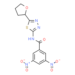 ChemSpider 2D Image | 3,5-Dinitro-N-[5-(tetrahydro-2-furanyl)-1,3,4-thiadiazol-2-yl]benzamide | C13H11N5O6S