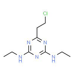 ChemSpider 2D Image | 6-(2-Chloroethyl)-N,N'-diethyl-1,3,5-triazine-2,4-diamine | C9H16ClN5