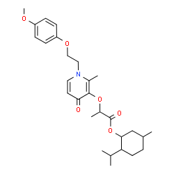 ChemSpider 2D Image | 2-Isopropyl-5-methylcyclohexyl 2-({1-[2-(4-methoxyphenoxy)ethyl]-2-methyl-4-oxo-1,4-dihydro-3-pyridinyl}oxy)propanoate | C28H39NO6
