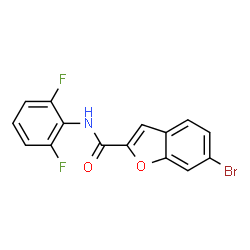 ChemSpider 2D Image | 6-Bromo-N-(2,6-difluorophenyl)-1-benzofuran-2-carboxamide | C15H8BrF2NO2