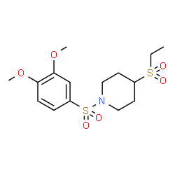 ChemSpider 2D Image | 1-[(3,4-Dimethoxyphenyl)sulfonyl]-4-(ethylsulfonyl)piperidine | C15H23NO6S2