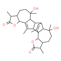 ChemSpider 2D Image | 12,17-Dihydroxy-3,8,12,17,21,25-hexamethyl-6,23-dioxaheptacyclo[13.9.2.0~1,16~.0~2,14~.0~4,13~.0~5,9~.0~20,24~]hexacosa-3,25-diene-7,22-dione | C30H40O6
