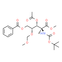 ChemSpider 2D Image | Methyl (3R,4R)-3-acetoxy-5-(benzoyloxy)-4-(methoxymethoxy)-2-methyl-N-{[(2-methyl-2-propanyl)oxy]carbonyl}-L-norvalinate | C23H33NO10