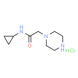 ChemSpider 2D Image | N-Cyclopropyl-2-(1-piperazinyl)acetamide hydrochloride (1:1) | C9H18ClN3O