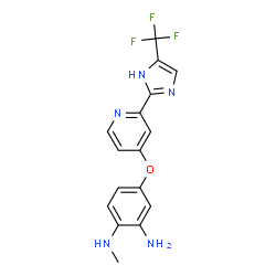 ChemSpider 2D Image | N~1~-Methyl-4-({2-[4-(trifluoromethyl)-1H-imidazol-2-yl]-4-pyridinyl}oxy)-1,2-benzenediamine | C16H14F3N5O