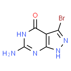 ChemSpider 2D Image | 6-Amino-3-bromo-1,5-dihydro-4H-pyrazolo[3,4-d]pyrimidin-4-one | C5H4BrN5O