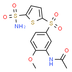ChemSpider 2D Image | N-{2-Methoxy-5-[(5-sulfamoyl-2-thienyl)sulfonyl]phenyl}acetamide | C13H14N2O6S3