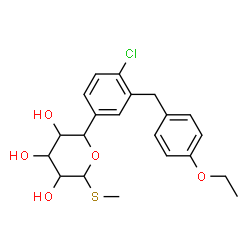 ChemSpider 2D Image | Methyl 5-[4-chloro-3-(4-ethoxybenzyl)phenyl]-1-thiopentopyranoside | C21H25ClO5S