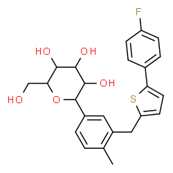 ChemSpider 2D Image | 1,5-Anhydro-1-(3-{[5-(4-fluorophenyl)-2-thienyl]methyl}-4-methylphenyl)hexitol | C24H25FO5S