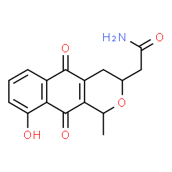 ChemSpider 2D Image | 2-(9-Hydroxy-1-methyl-5,10-dioxo-3,4,5,10-tetrahydro-1H-benzo[g]isochromen-3-yl)acetamide | C16H15NO5