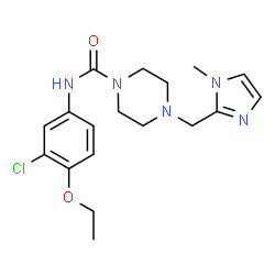 ChemSpider 2D Image | N-(3-Chloro-4-ethoxyphenyl)-4-[(1-methyl-1H-imidazol-2-yl)methyl]-1-piperazinecarboxamide | C18H24ClN5O2