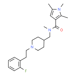 ChemSpider 2D Image | N-({1-[2-(2-Fluorophenyl)ethyl]-4-piperidinyl}methyl)-N,1,2,5-tetramethyl-1H-pyrrole-3-carboxamide | C23H32FN3O