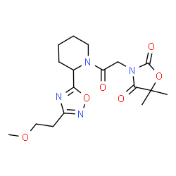 ChemSpider 2D Image | 3-(2-{2-[3-(2-Methoxyethyl)-1,2,4-oxadiazol-5-yl]-1-piperidinyl}-2-oxoethyl)-5,5-dimethyl-1,3-oxazolidine-2,4-dione | C17H24N4O6
