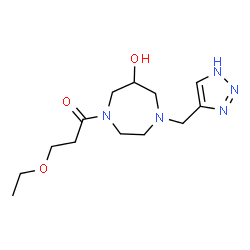 ChemSpider 2D Image | 3-Ethoxy-1-[6-hydroxy-4-(1H-1,2,3-triazol-4-ylmethyl)-1,4-diazepan-1-yl]-1-propanone | C13H23N5O3
