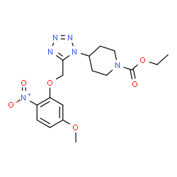 ChemSpider 2D Image | Ethyl 4-{5-[(5-methoxy-2-nitrophenoxy)methyl]-1H-tetrazol-1-yl}-1-piperidinecarboxylate | C17H22N6O6