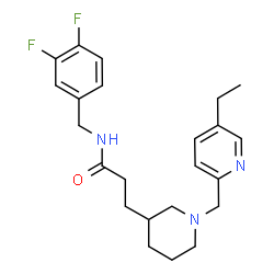 ChemSpider 2D Image | N-(3,4-Difluorobenzyl)-3-{1-[(5-ethyl-2-pyridinyl)methyl]-3-piperidinyl}propanamide | C23H29F2N3O