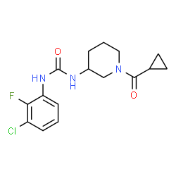 ChemSpider 2D Image | 1-(3-Chloro-2-fluorophenyl)-3-[1-(cyclopropylcarbonyl)-3-piperidinyl]urea | C16H19ClFN3O2