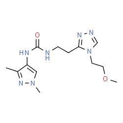 ChemSpider 2D Image | 1-(1,3-Dimethyl-1H-pyrazol-4-yl)-3-{2-[4-(2-methoxyethyl)-4H-1,2,4-triazol-3-yl]ethyl}urea | C13H21N7O2