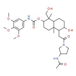 ChemSpider 2D Image | 5-[2-(3-Acetamido-1-pyrrolidinyl)-2-oxoethyl]-6-hydroxy-1-(hydroxymethyl)-1,4a-dimethyldecahydro-2-naphthalenyl (3,4,5-trimethoxyphenyl)carbamate | C31H47N3O9