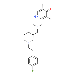 ChemSpider 2D Image | 2-{[({1-[2-(4-Fluorophenyl)ethyl]-3-piperidinyl}methyl)(methyl)amino]methyl}-3,5-dimethyl-4(1H)-pyridinone | C23H32FN3O