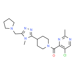 ChemSpider 2D Image | (5-Chloro-2-methyl-4-pyrimidinyl){4-[4-methyl-5-(1-pyrrolidinylmethyl)-4H-1,2,4-triazol-3-yl]-1-piperidinyl}methanone | C19H26ClN7O