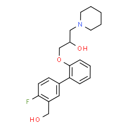 ChemSpider 2D Image | 1-{[4'-Fluoro-3'-(hydroxymethyl)-2-biphenylyl]oxy}-3-(1-piperidinyl)-2-propanol | C21H26FNO3