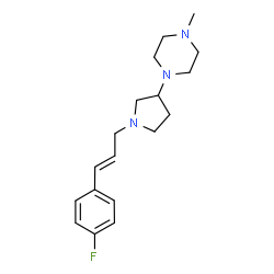 ChemSpider 2D Image | 1-{1-[(2E)-3-(4-Fluorophenyl)-2-propen-1-yl]-3-pyrrolidinyl}-4-methylpiperazine | C18H26FN3
