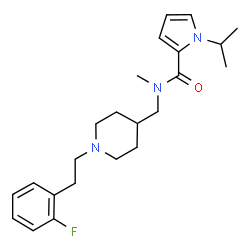 ChemSpider 2D Image | N-({1-[2-(2-Fluorophenyl)ethyl]-4-piperidinyl}methyl)-1-isopropyl-N-methyl-1H-pyrrole-2-carboxamide | C23H32FN3O