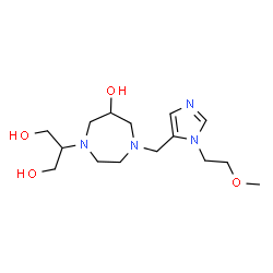 ChemSpider 2D Image | 2-(6-Hydroxy-4-{[1-(2-methoxyethyl)-1H-imidazol-5-yl]methyl}-1,4-diazepan-1-yl)-1,3-propanediol | C15H28N4O4