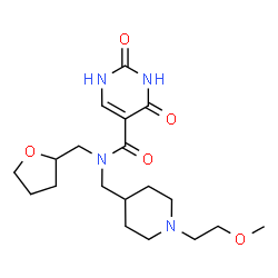 ChemSpider 2D Image | N-{[1-(2-Methoxyethyl)-4-piperidinyl]methyl}-2,4-dioxo-N-(tetrahydro-2-furanylmethyl)-1,2,3,4-tetrahydro-5-pyrimidinecarboxamide | C19H30N4O5