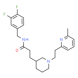 ChemSpider 2D Image | N-(3,4-Difluorobenzyl)-3-{1-[2-(6-methyl-2-pyridinyl)ethyl]-3-piperidinyl}propanamide | C23H29F2N3O