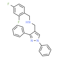 ChemSpider 2D Image | 1-(2,4-Difluorophenyl)-N-[(1,3-diphenyl-1H-pyrazol-4-yl)methyl]methanamine | C23H19F2N3