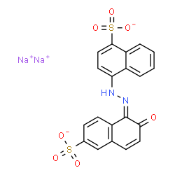 ChemSpider 2D Image | Disodium 4-[(2E)-2-(2-oxo-6-sulfonato-1(2H)-naphthalenylidene)hydrazino]-1-naphthalenesulfonate | C20H12N2Na2O7S2