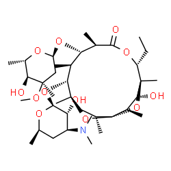 ChemSpider 2D Image | (1S,2R,3R,4S,5R,8R,9S,10S,11R,12R,14R)-11-{[(2S,3R,4S,6R)-4-(Dimethylamino)-3-hydroxy-6-methyltetrahydro-2H-pyran-2-yl]oxy}-5-ethyl-3-hydroxy-9-{[(2R,4R,5S,6S)-5-hydroxy-4-methoxy-4,6-dimethyltetrahyd
ro-2H-pyran-2-yl]oxy}-2,4,8,10,12,14-hexamethyl-6,15,16-trioxatricyclo[10.2.1.1~1,4~]hexadecan-7-one | C37H65NO12