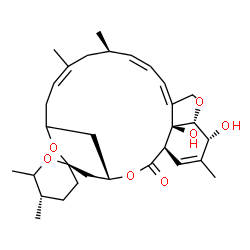 ChemSpider 2D Image | (1'R,2R,4'S,5S,10'Z,13'R,14'Z,16'Z,20'R,21'R,24'S)-21',24'-Dihydroxy-5,6,11',13',22'-pentamethyl-3,4,5,6-tetrahydro-2'H-spiro[pyran-2,6'-[3,7,19]trioxatetracyclo[15.6.1.1~4,8~.0~20,24~]pentacosa[10,14
,16,22]tetraen]-2'-one | C31H44O7