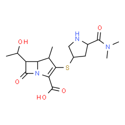 ChemSpider 2D Image | 3-{[5-(Dimethylcarbamoyl)-3-pyrrolidinyl]sulfanyl}-6-(1-hydroxyethyl)-4-methyl-7-oxo-1-azabicyclo[3.2.0]hept-2-ene-2-carboxylic acid | C17H25N3O5S